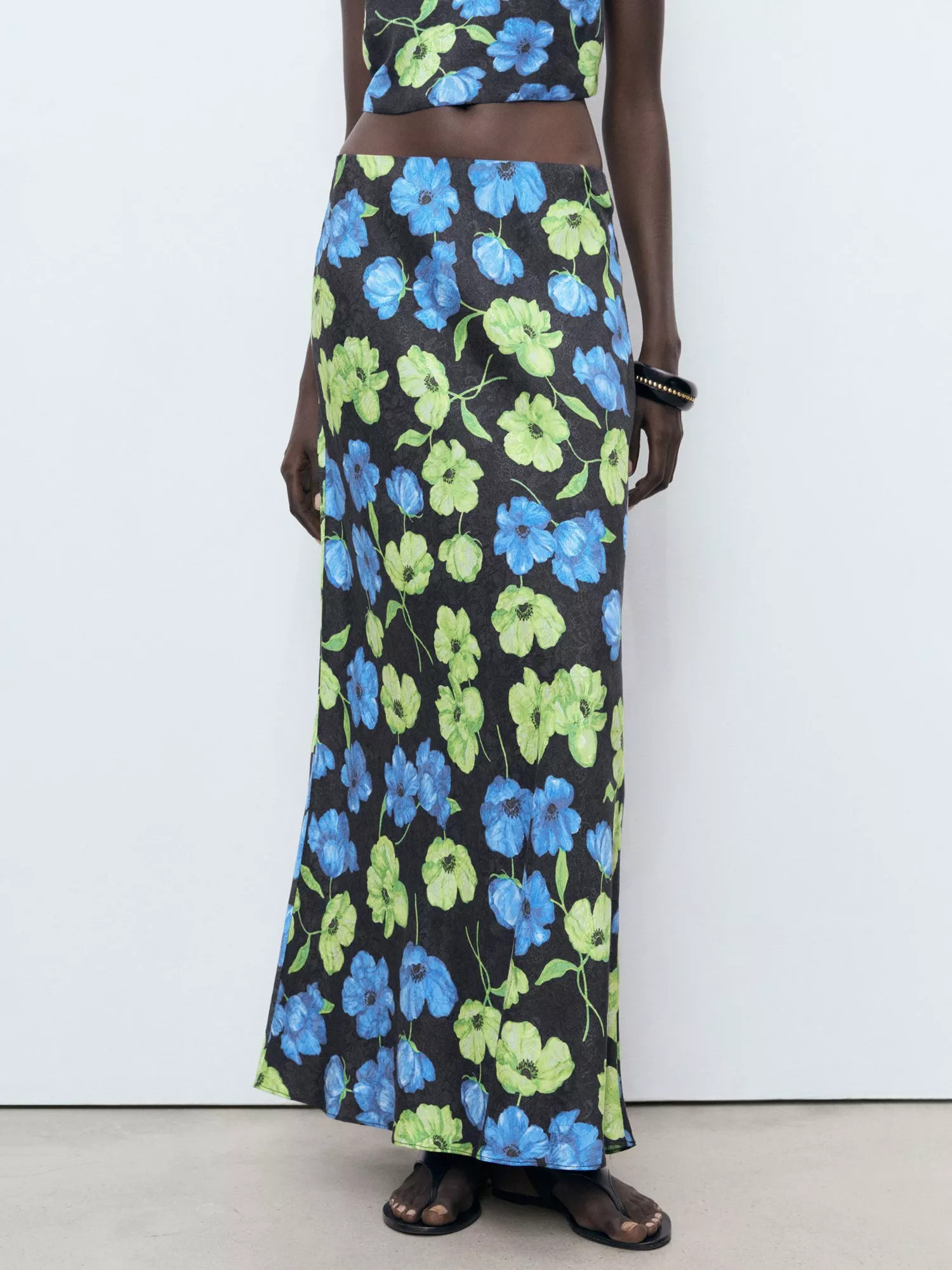Mango Mati Floral Maxi Skirt, Black/Multi | John Lewis (UK)
