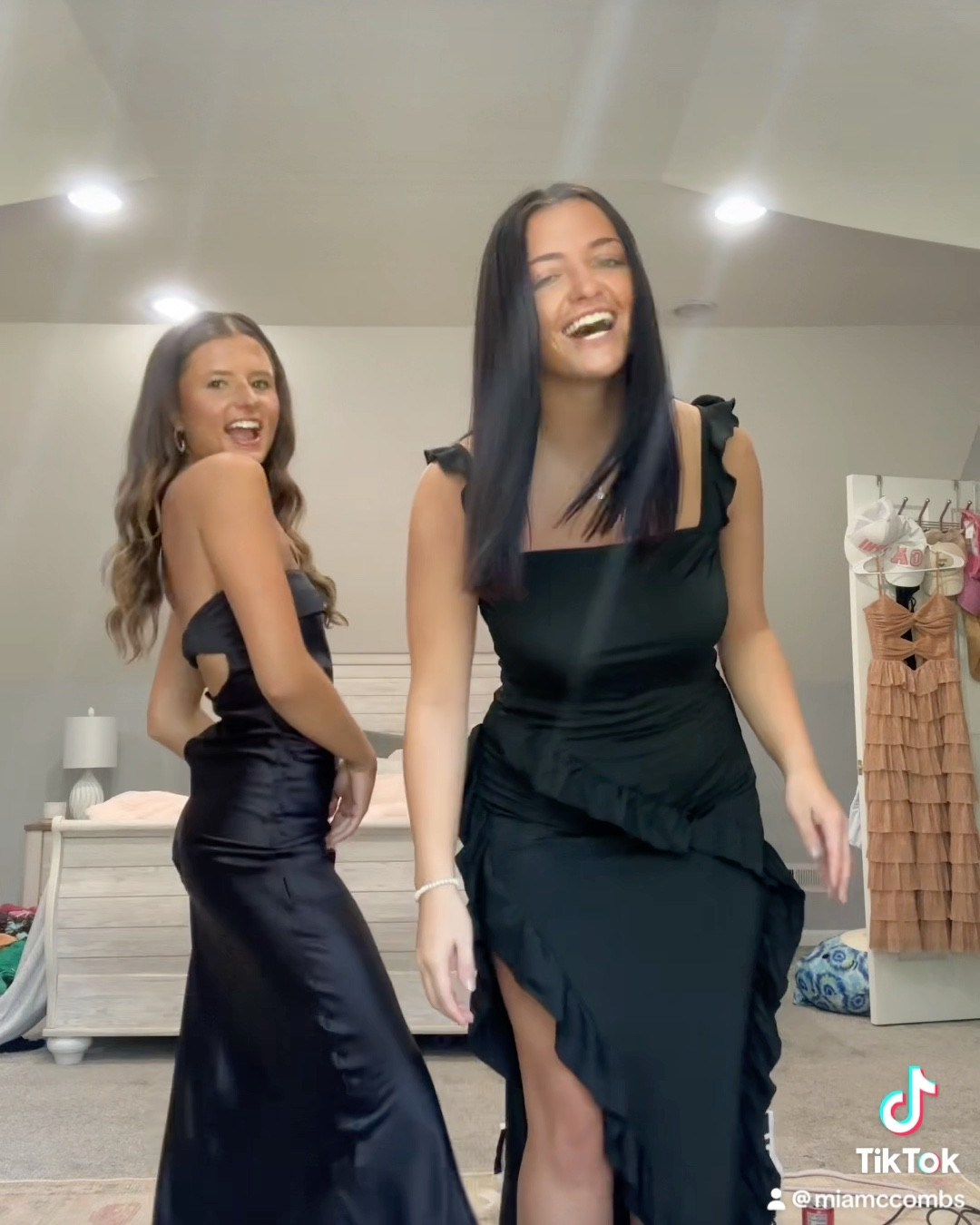 My dress is on the left!! It was so perfect and flattering! I wore it for a wedding rehearsal dinner but you could for sure wear it to a wedding or any nice event! 🖤 (I got an XS, they also have it in so many other colors!!)

#LTKVideo #LTKU #LTKWedding