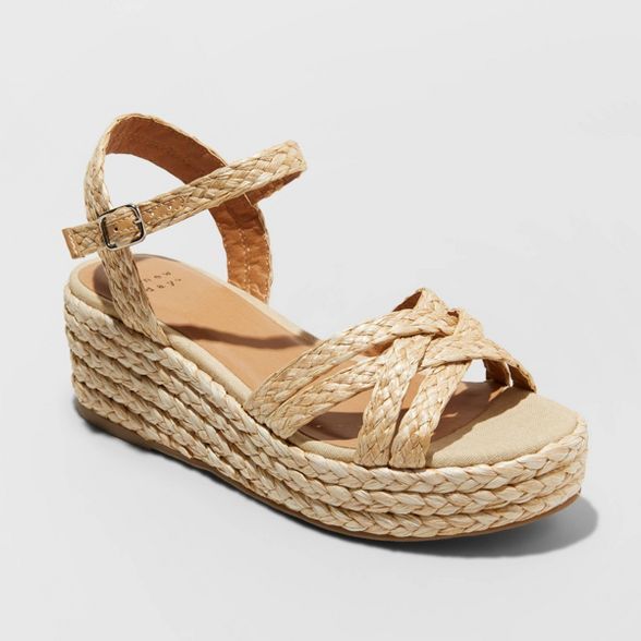 Women's Luisa Woven Straw Wedge - A New Day™ | Target