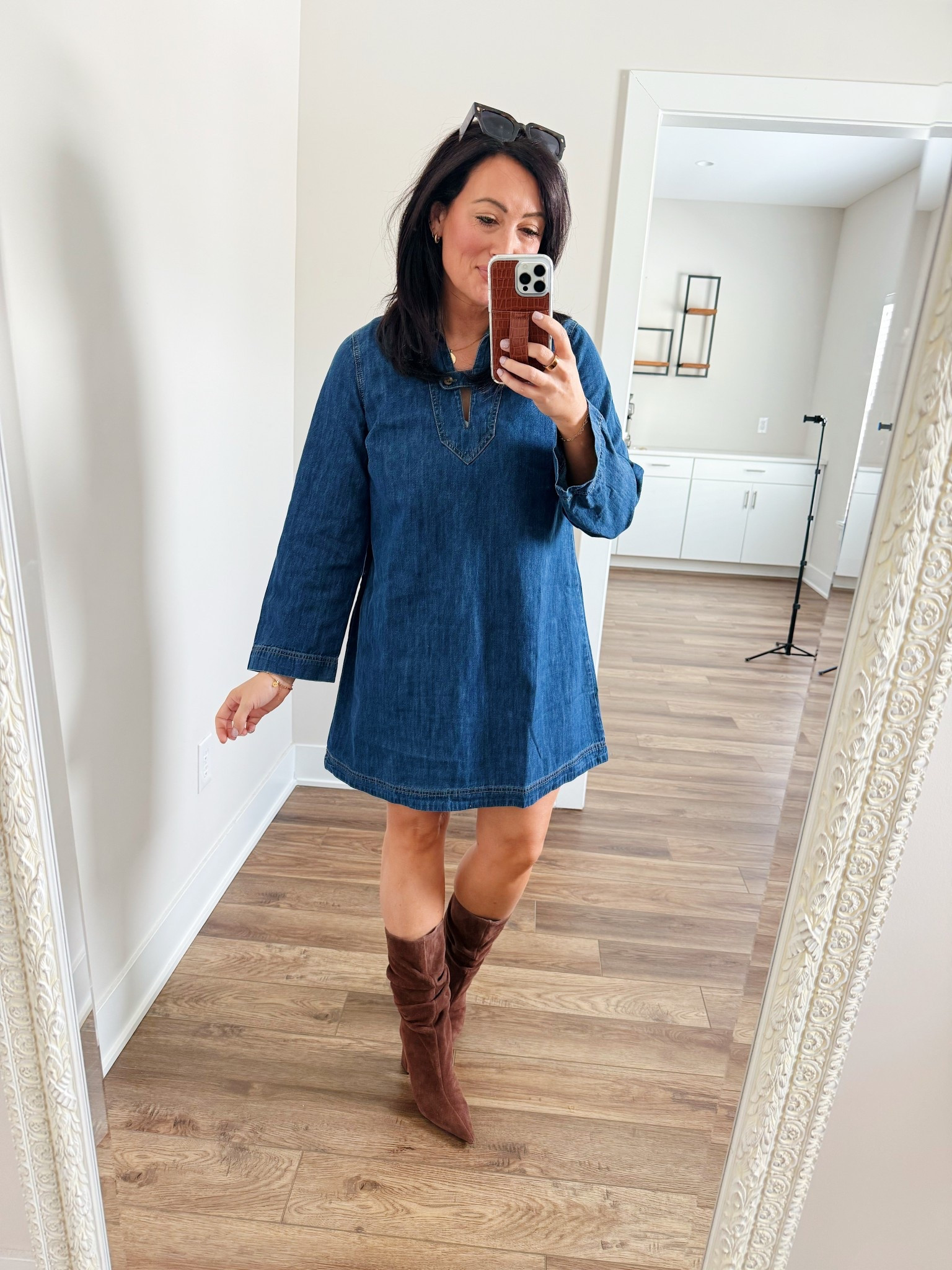 OLD NAVY HAUL
• medium dress - true to size 
• boots true to size 

#LTKSaleAlert #LTKMidsize #LTKootd