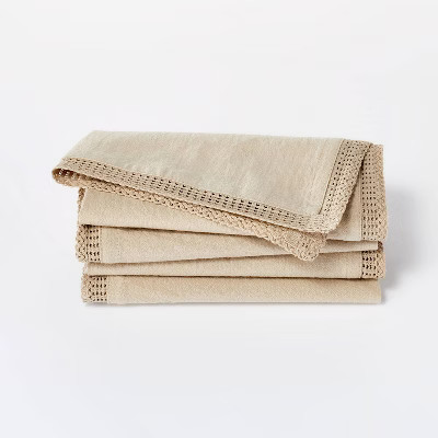 4pk Cotton Napkins Brown- Threshold™ designed with Studio McGee | Target