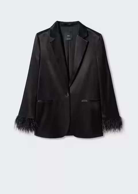 Blazer with feather detail -  Women | Mango USA | MANGO (US)