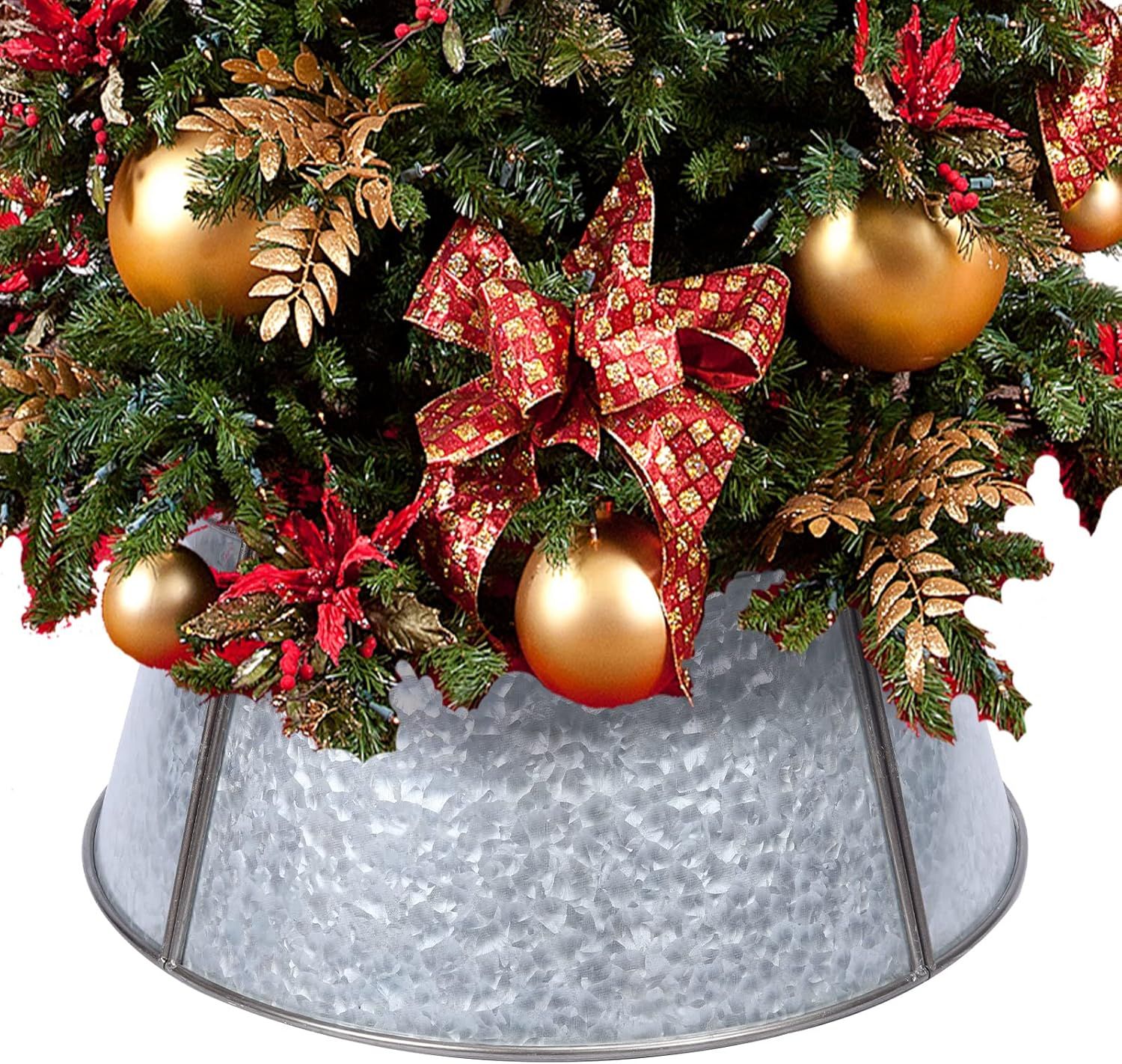 VCUTEKA Christmas Tree Collar, Galvanized Metal Christmas Tree Collar 28 Inch Diameter Base for L... | Amazon (US)