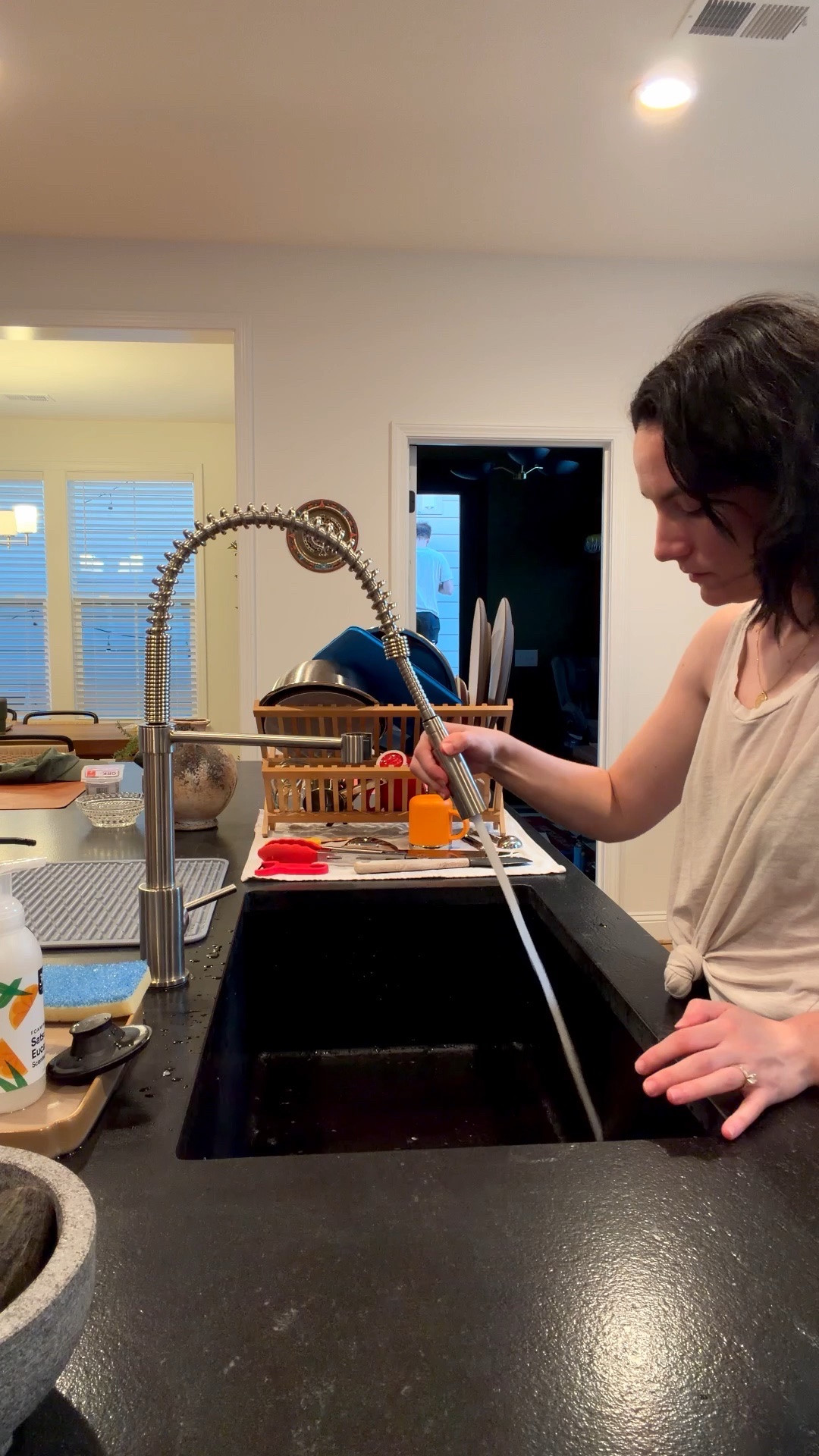 I never thought I’d be this passionate about a sink, but here we are.

This black stone sink has completely changed the way our kitchen feels—equal parts moody, elevated, and practical. It hides everyday messes better than I expected, makes every countertop styling moment look intentional, and somehow makes dish duty slightly less painful.

Life before a black stone sink 🤝 life after a black stone sink are two very different things.

Linked everything here for anyone considering the switch. 🖤