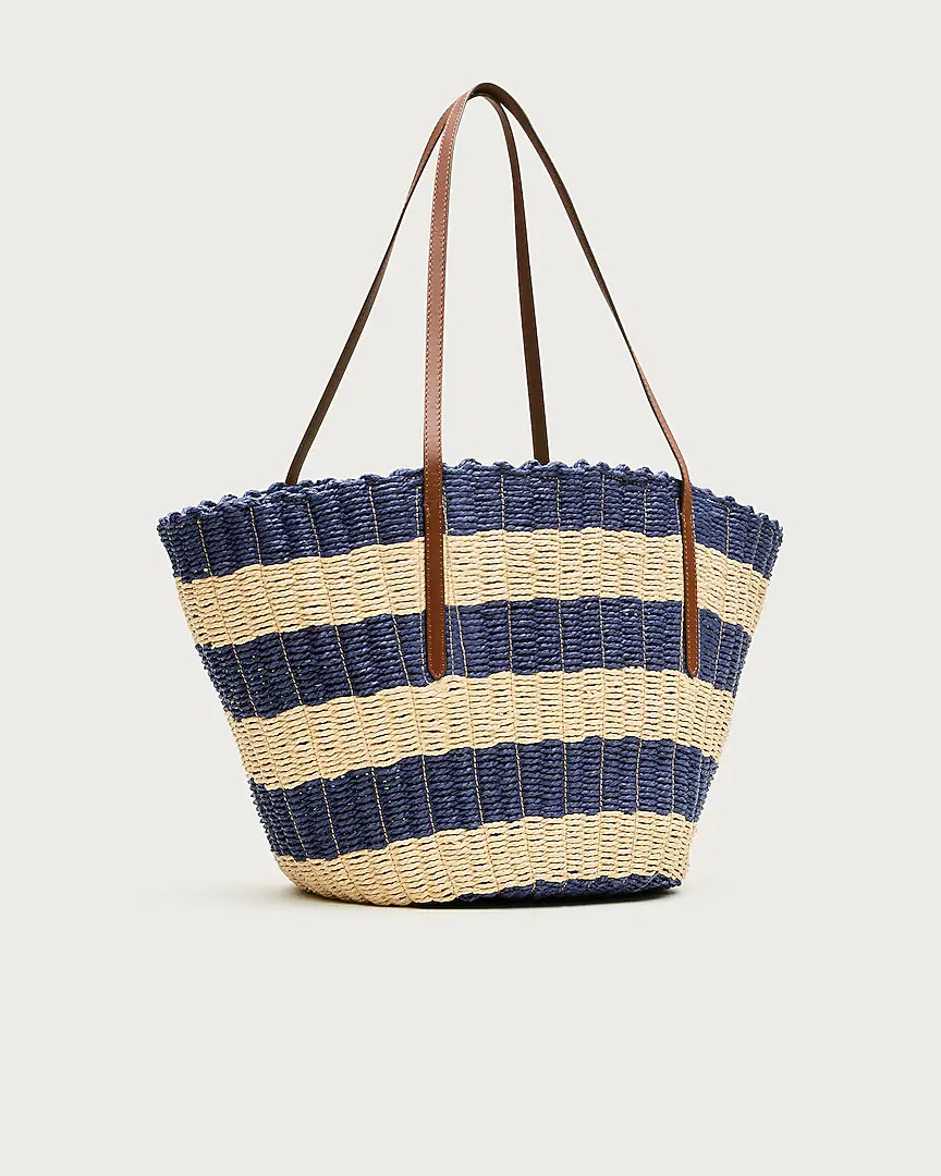 Como woven straw tote in stripe | J. Crew US