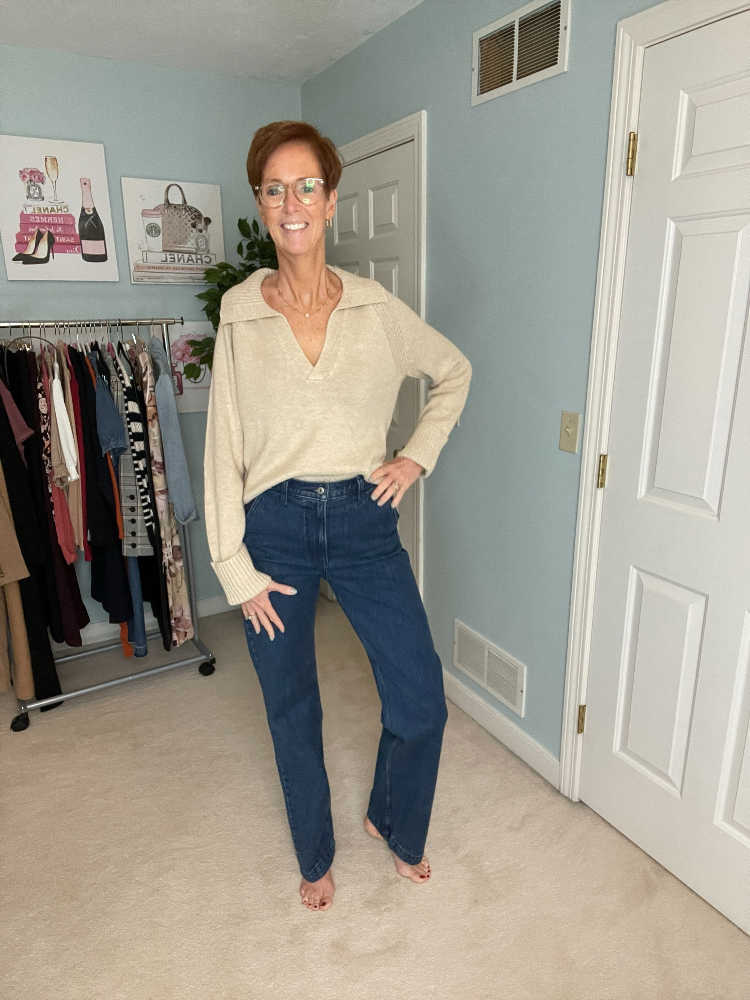 Abercrombie trouser jeans in a dark wash and long length paired with a neutral collared sweater.

Over 50 fashion, tall fashion, workwear, everyday, timeless, Classic Outfits, tall fashion, tall girl outfits, tall style, tall women clothing, tall style, tall girl fashion, tall jeans, tall women, tall girl jeans, tall pants, long, long inseam, 

Hi I’m Suzanne from A Tall Drink of Style - I am 6’1”. I have a 36” inseam. I wear a medium in most tops, an 8 or a 10 in most bottoms, an 8 in most dresses, and a size 9 shoe. 

#LTKSpringSale #LTKover40 #LTKstyletip