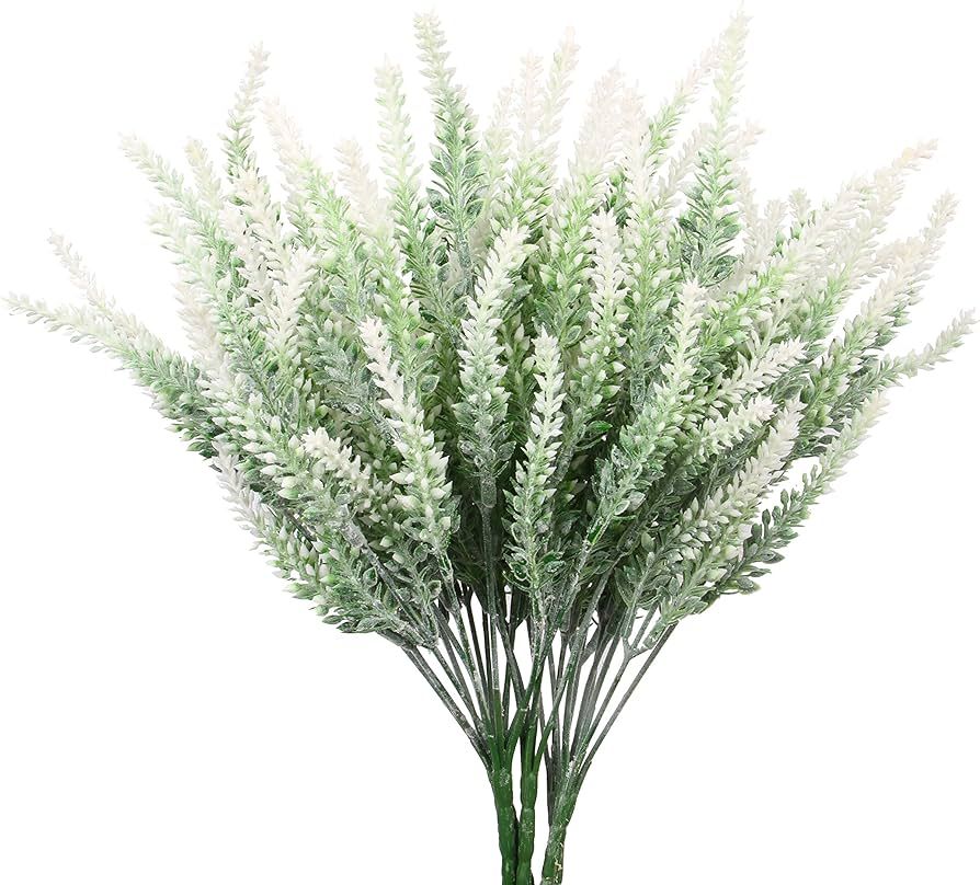 TYEERDEC Artificial Flowers 6 Bundles Lavender Bouquet for Wedding Home Office Decoration - White | Amazon (US)