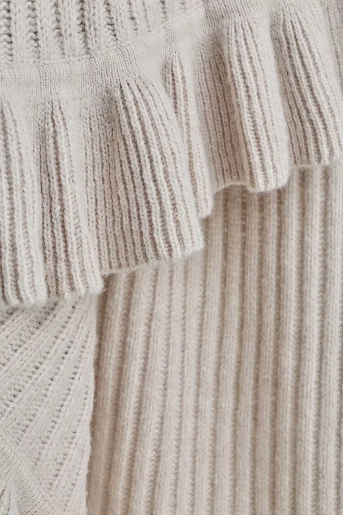 Cindy Wool Knit Ruffled Throw Blanket | Anthropologie (US)