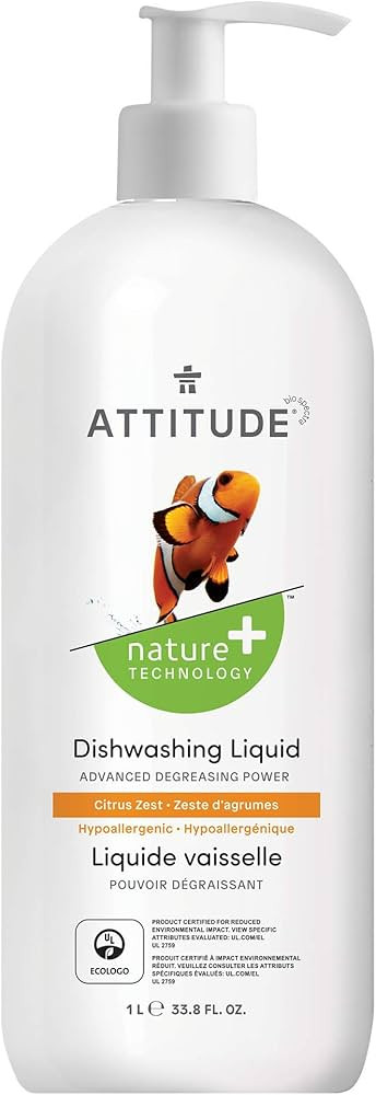 ATTITUDE Dishwashing Liquid, EWG Verified, Vegan Dish Soap, Plant Based, Naturally Derived Produc... | Amazon (US)