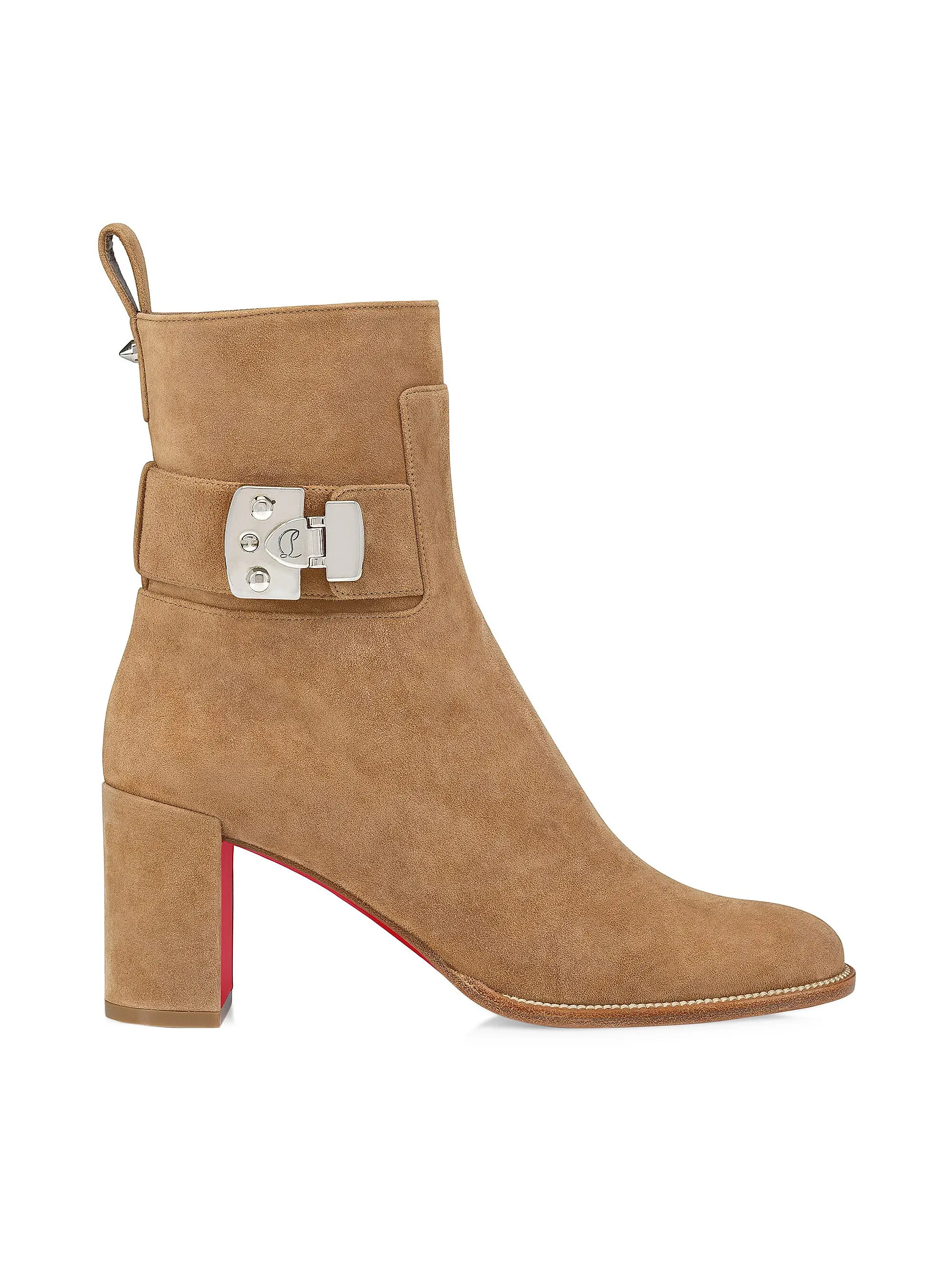 Christian Louboutin Booty Lock 70MM Velvet Boots | Saks Fifth Avenue | Saks Fifth Avenue