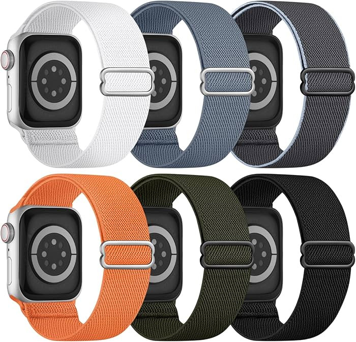 6 Pack Stretchy Solo Loop Compatible with Apple Watch Band 45mm 46mm 44mm 42mm 49mm 41mm 40mm 38m... | Amazon (US)