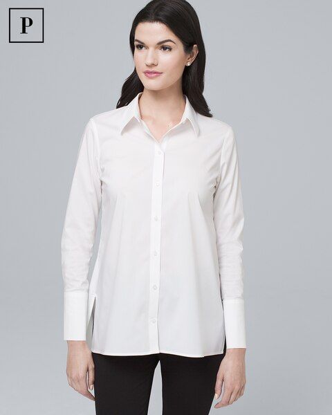 Women's Petite No-Iron Relaxed Shirt by White House Black Market, White, Size 10 | White House Black Market