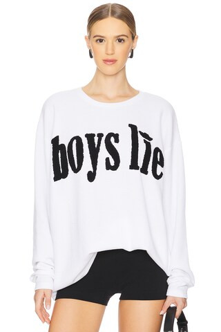 Boys Lie Don't Text Them Back Thermal Long Sleeve Top in White from Revolve.com | Revolve Clothing (Global)