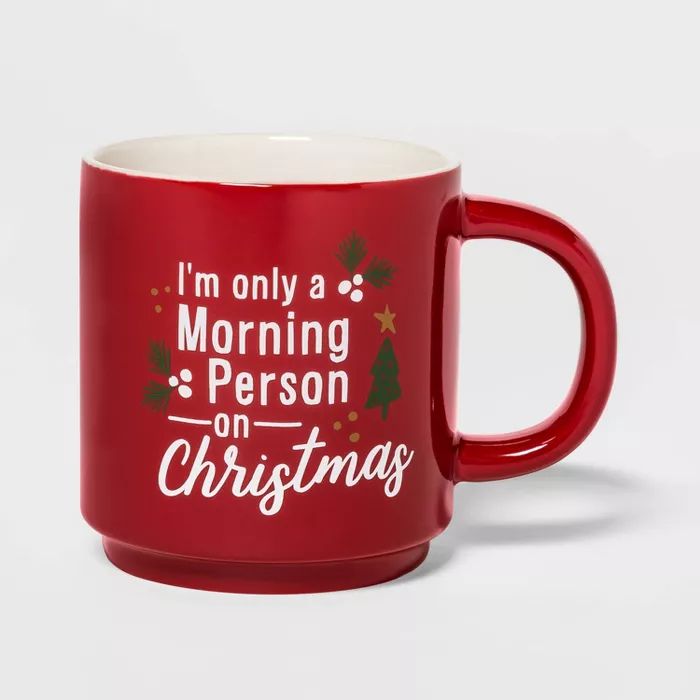 16oz Stoneware Morning Person on Christmas Mug Red - Threshold™ | Target