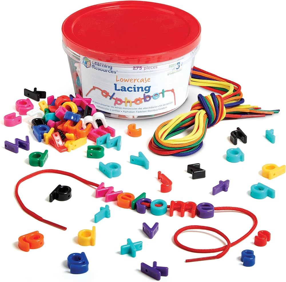 Learning Resources Lowercase Lacing Letters - 275 Pieces, Ages 3+, Toddler Alphabet Learning Toys... | Amazon (US)