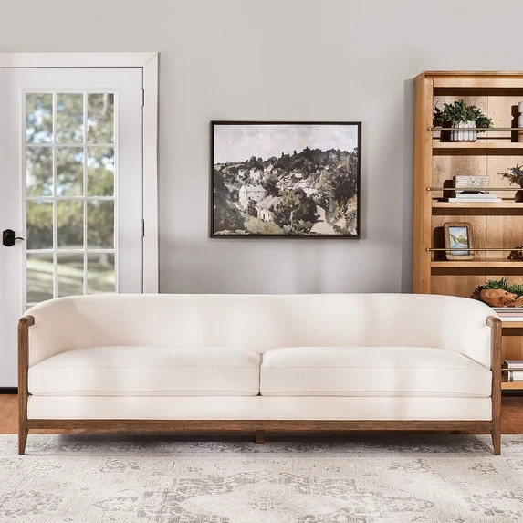 My Texas House Campbell 92" Sofa, Cream Fabric Upholstery | Walmart (US)