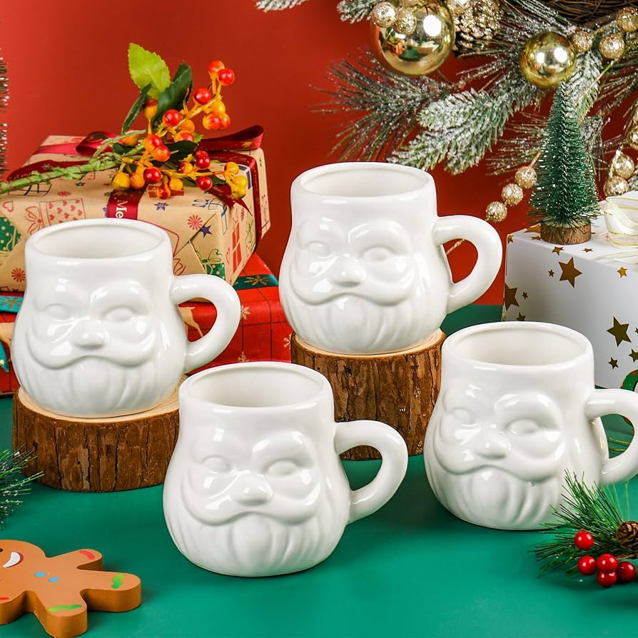 ZUQMZUQ Christmas Santa Face Ceramic Mugs, Set of 4, 15 oz Hot/Cold Drinks Beverage Christmas Mug... | Amazon (CA)