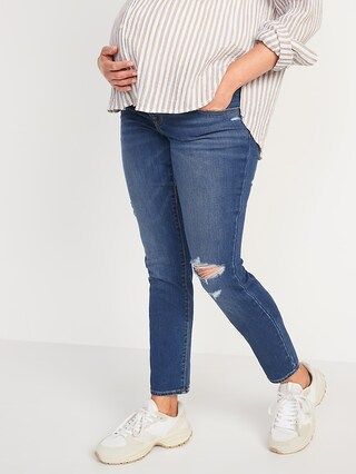 Maternity Front Low Panel Pop Icon Skinny Ripped Jeans | Old Navy (US)