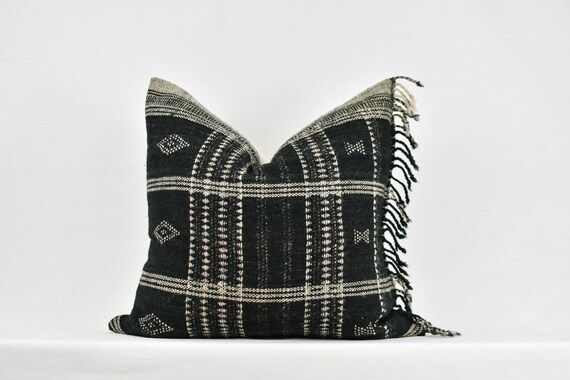 Indian Wool Blanket Pillow (black) | Etsy (US)