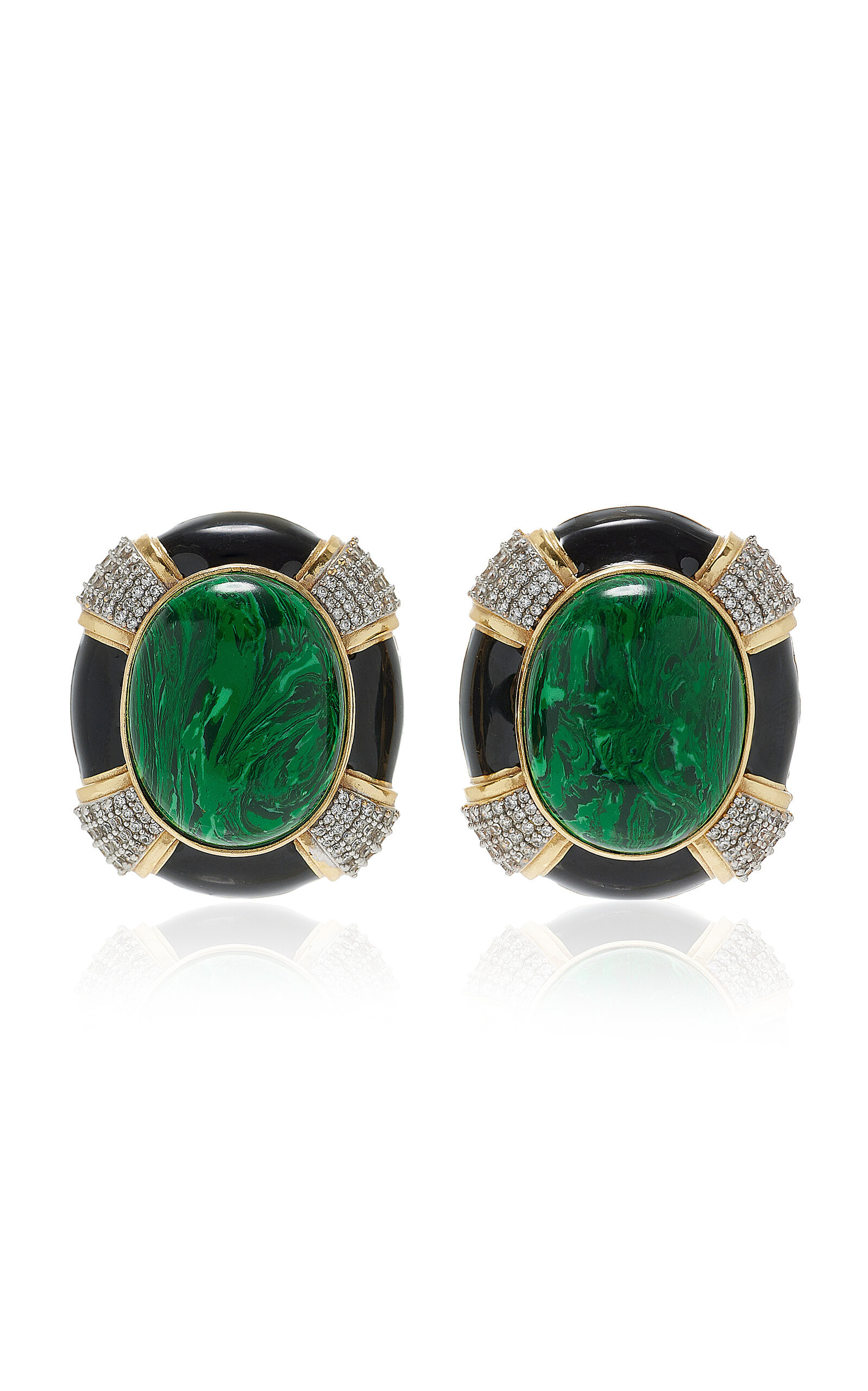 Cherly 24k Gold-Plated Malachite Earrings | Moda Operandi (Global)