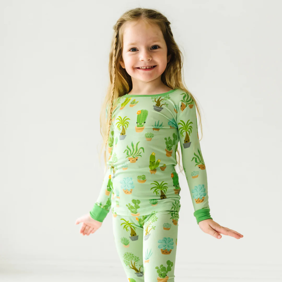 Succulent Love Two-Piece Bamboo Viscose Pajama Set | Little Sleepies