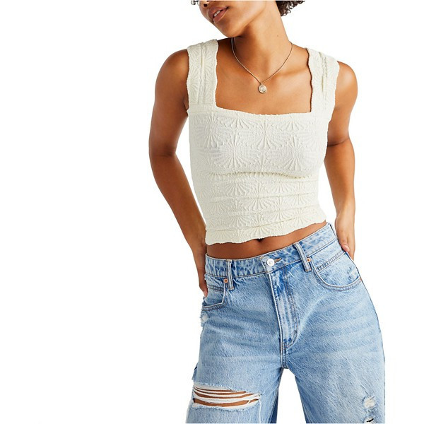 Women's Free People Love Letter Square Neck Tank Top M/L Ivory | Scheels