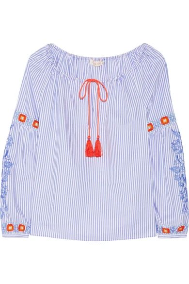 Madison embroidered striped cotton Oxford tunic | NET-A-PORTER (US)