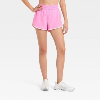 Women's Woven Mid-Rise Run Shorts 3" - All In Motion™ Pink M | Target