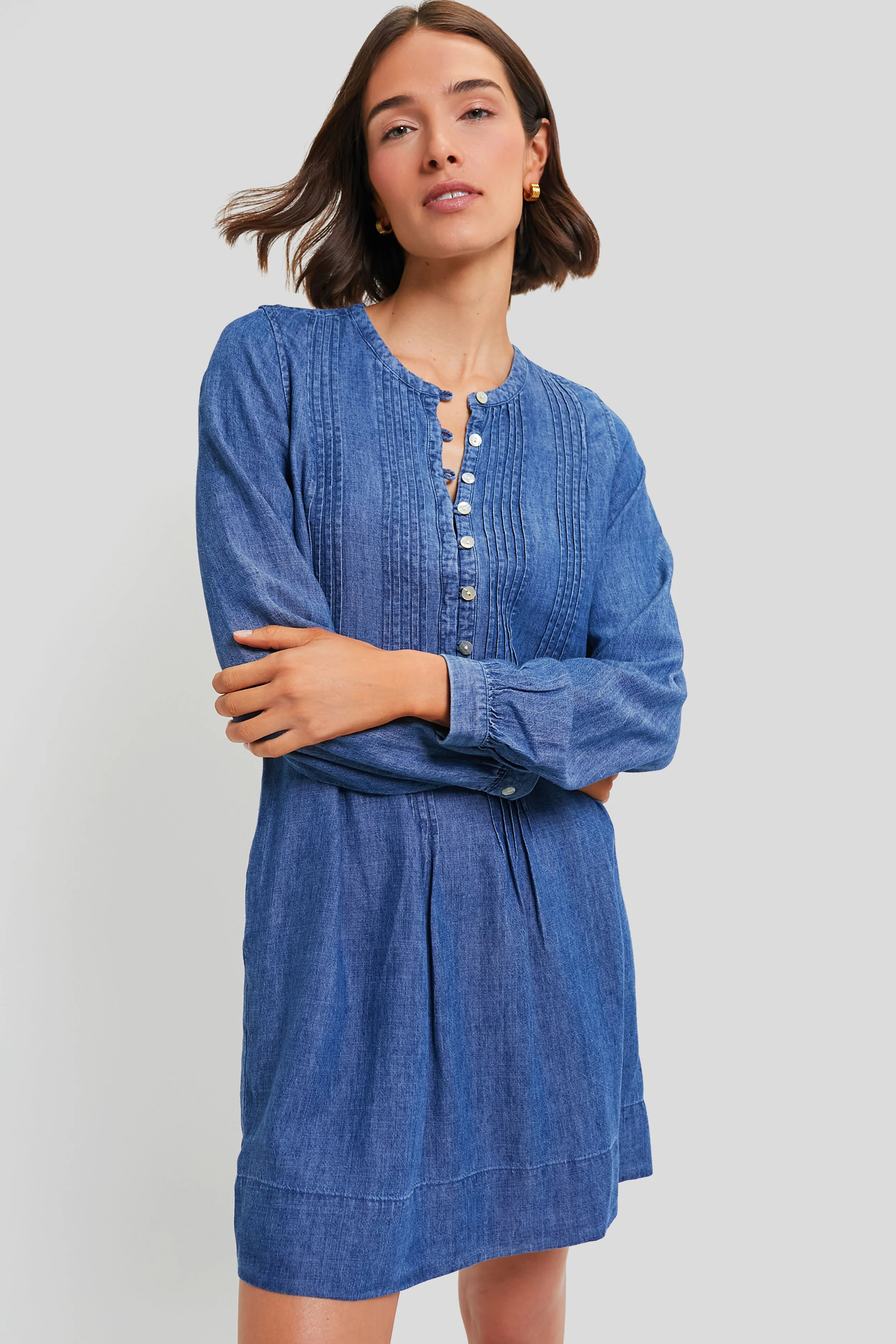Dark Rain Wash The Tried and True Long Sleeve Isha Dress | Tuckernuck (US)
