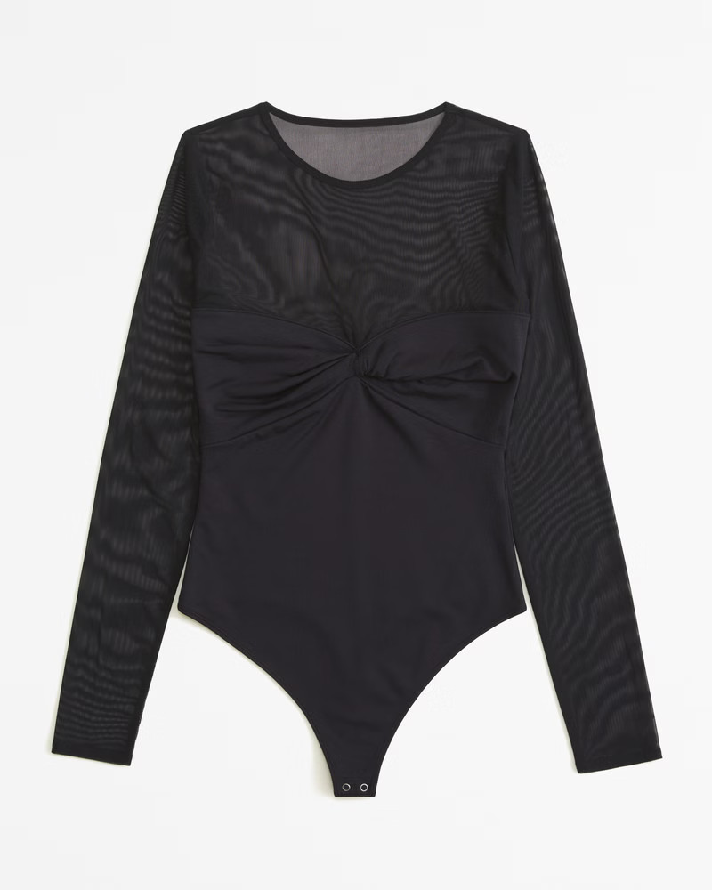 Long-Sleeve Twist Mesh Bodysuit | Abercrombie & Fitch (US)
