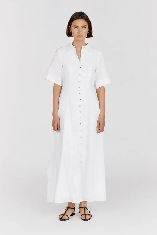 FRANNIE WHITE LINEN SHIRT DRESS | DISSH