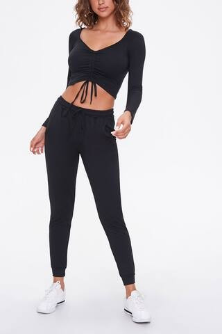 Ruched Crop Top & Joggers Set | Forever 21 (US)