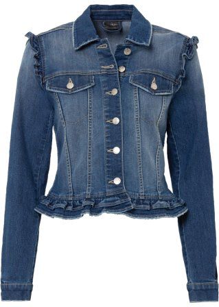 Moderne Jeansjacke mit Rüschen auf der Schulter - blau | bonprix | Bonprix DE