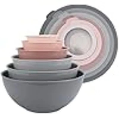 Mixing Bowls With TPR Lids - 12 Piece Plastic Nesting Bowls Set Includes 6 Prep Bowls And 6 Lids, Microwave Safe Mixing Bowl Set | Wayfair North America