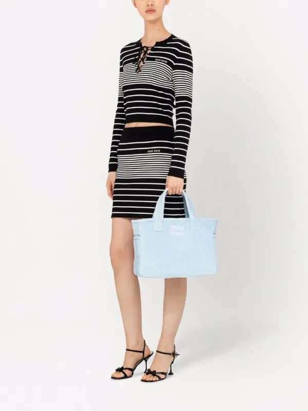 Miu Miu Terry Cloth Tote Bag - Farfetch | Farfetch Global