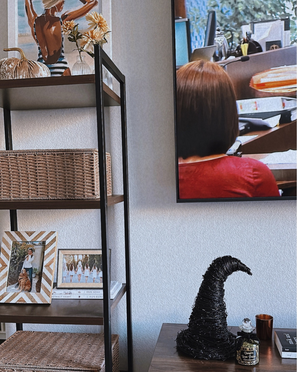 Halloween, living room, fall decor, pumpkin, velvet, witch hat, spooky, black, potion, gold, cream, basket, storage, bottle, vampire, decoration, glass, love  

#LTKSeasonal #LTKhome #LTKHalloween