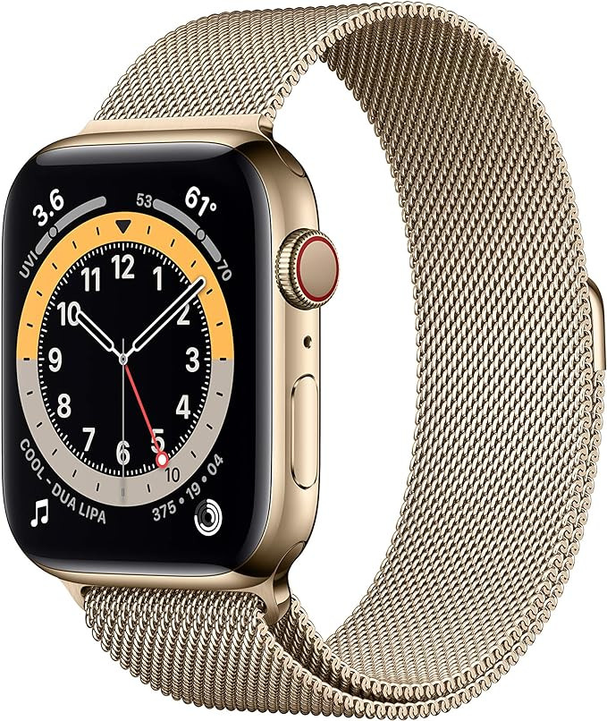 New Apple Watch Series 6 (GPS + Cellular, 44mm) - Gold Stainless Steel Case with Gold Milanese L... | Amazon (US)