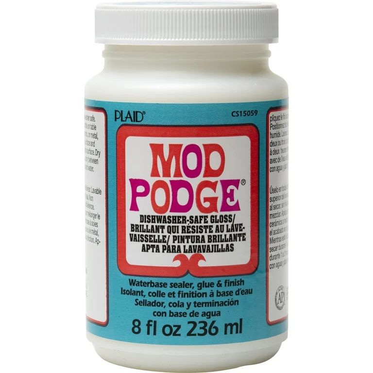 Mod Podge WCS15059 Dishwasher-Safe Gloss Sealer, Glue, and Finish, Gloss Finish, Clear, 8 fl oz | Walmart (US)