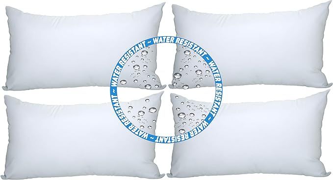 Foamily 4 Pack - 12" x 20" Premium Outdoor Water Resistant Hypoallergenic Stuffer Pillow Throw In... | Amazon (US)