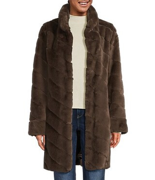Vince Camuto Linney Faux Fur Collared Walker Coat | Dillard's | Dillard's