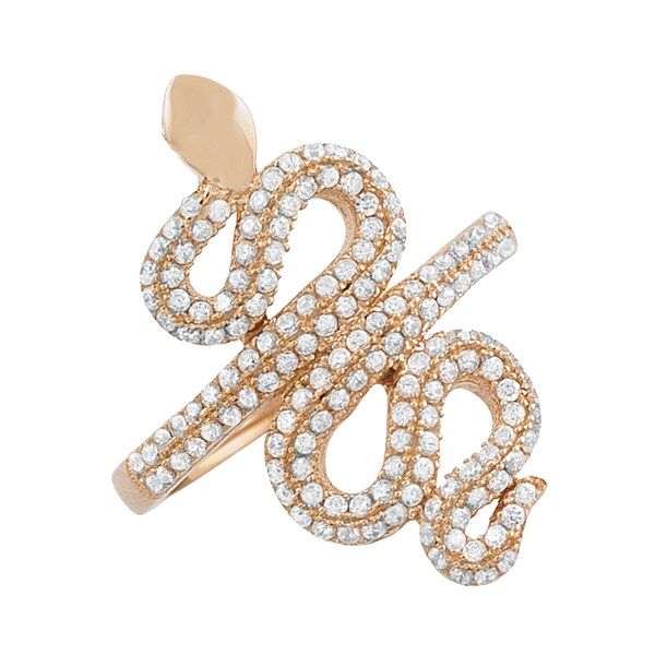Fremada Pink Gold Over Sterling Silver Cubic Zirconia Snake Ring (size 6, 7, or 8) | Bed Bath & Beyond