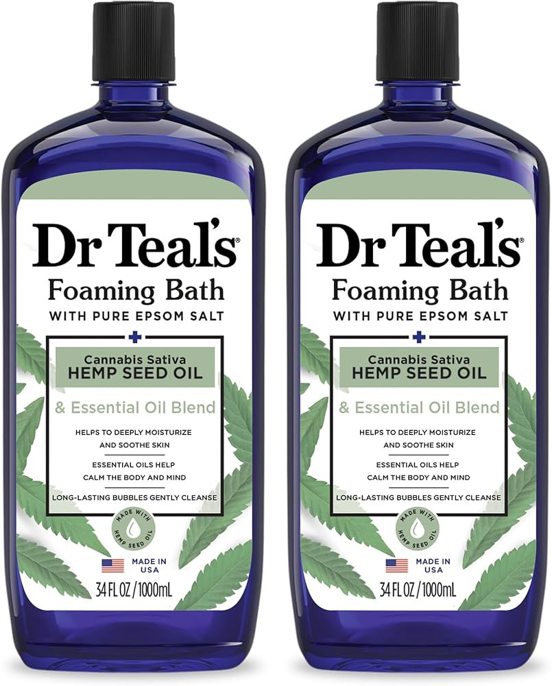 Dr Teal's Foaming Bath with Pure Epsom Salt, Cannabis Sativa Hemp Seed Oil, 34 fl oz (Pack of 2) | Amazon (US)