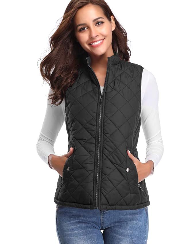 fuinloth Women's Padded Vest, Stand Collar Lightweight Zip Quilted Gilet | Amazon (US)