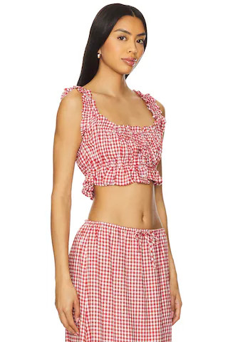 WeWoreWhat Ruffle Button Up Top in Red Multi from Revolve.com | Revolve Clothing (Global)