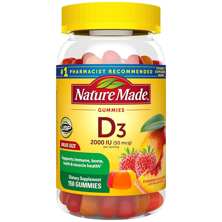 Nature Made Vitamin D3 2000 IU Per Serving Gummies, Bone, Teeth, Muscle and Immune Health Support... | Amazon (US)