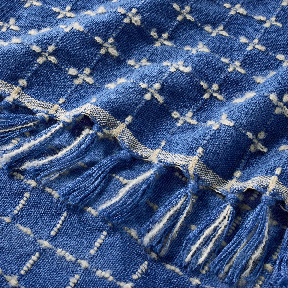 Striped Throw Blanket Cream/Blue - Hearth & Hand™ with Magnolia | Target