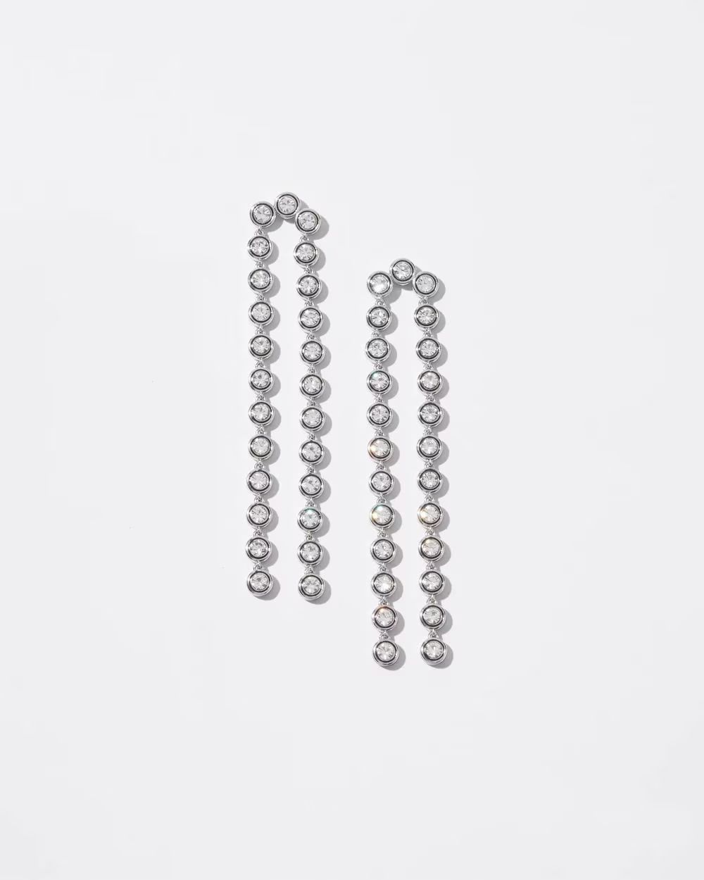 Silver Crystal Linear Drop Earrings | White House Black Market
