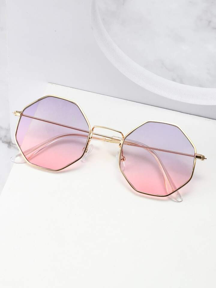 1pc Geometric Polygon Metal Frame Unisex Sunglasses Suitable For Daily Wear Elegant Shades Beach ... | SHEIN