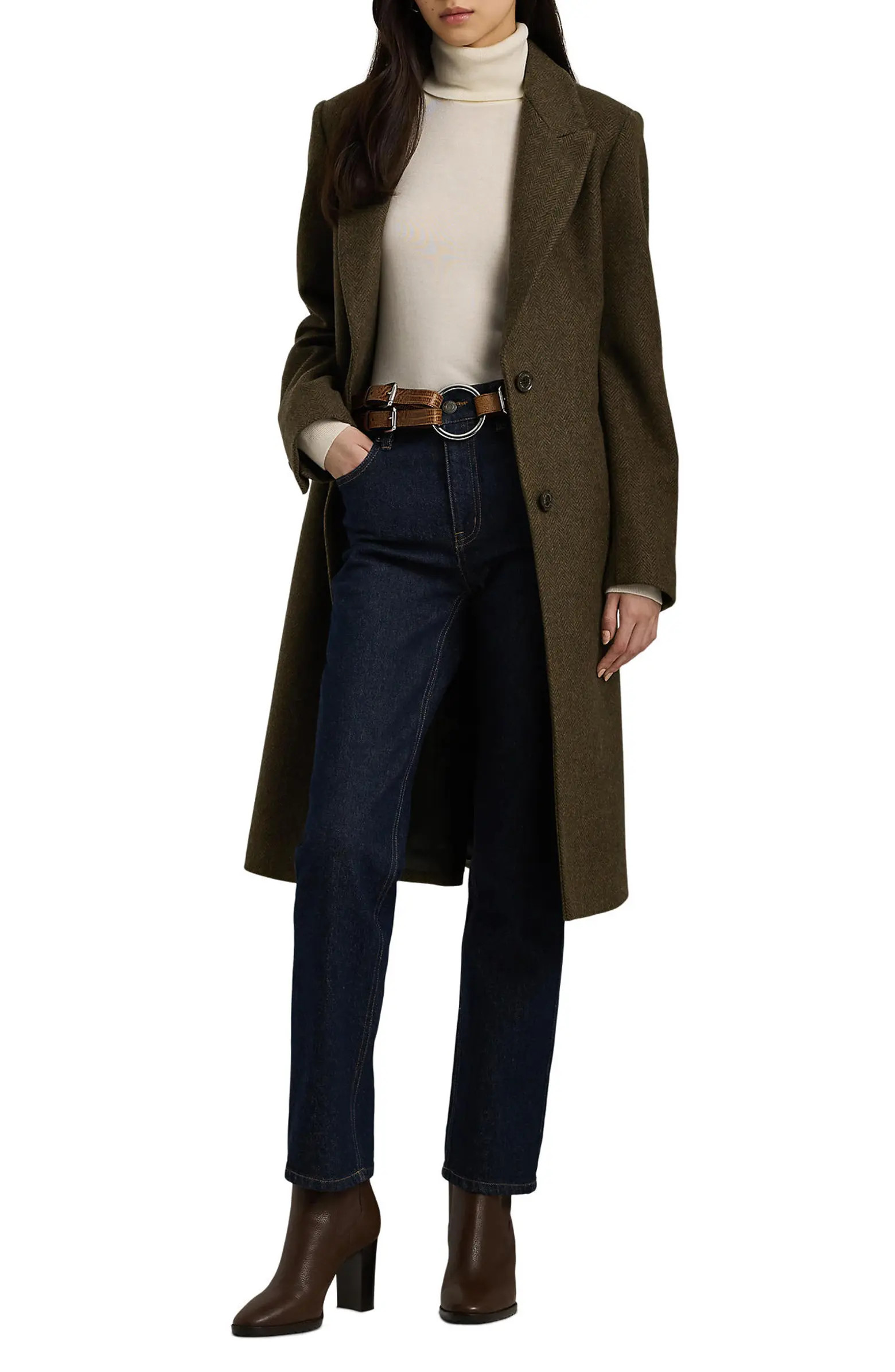 Lauren Ralph Lauren Herringbone Wool Coat | Nordstrom | Nordstrom