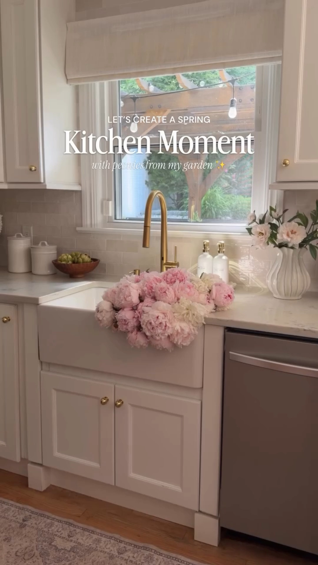 Scroll to shop! 🌸

I planted these peonies seasons ago and honestly never imagined they’d bloom this beautifully. Finally getting to bring them into the kitchen and create a little spring moment like this is truly what life is all about to me lately… slow mornings, fresh flowers, and making home feel cozy and lived in. ✨🌸

#kitcheninspo #springdecor #modernorganic #kitchenstyling #neutralhome

#LTKSaleAlert #LTKHome